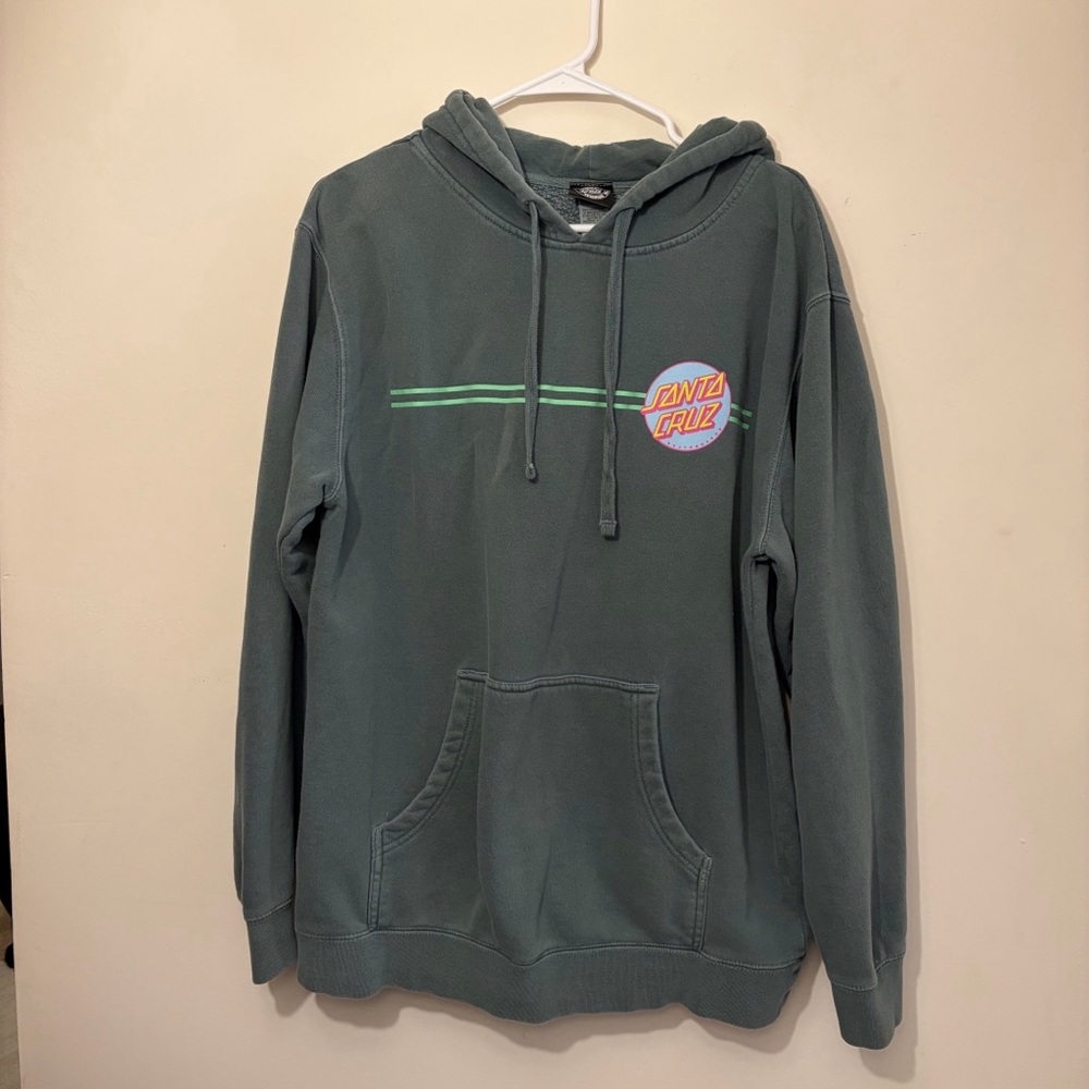 Santa Cruz Skateboards Teal Hoodie with Logo